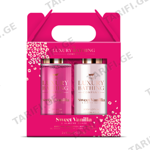 გრეის კოული - სასაჩუქრე ნაკრები Glam. Glow Sweet Vanilla შხაპის გელი/ტანის ლოსიონი/ტანის ღრუბელი