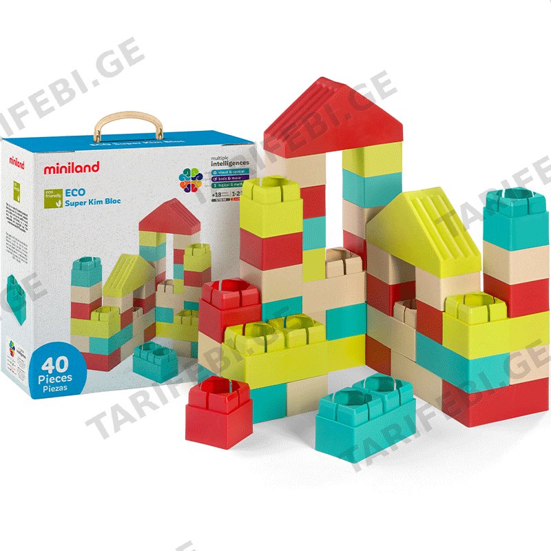 სათამაშო ასაშნებელი კუბიკები MINILAND ECO SUPER KIM BLOC 40 PCS