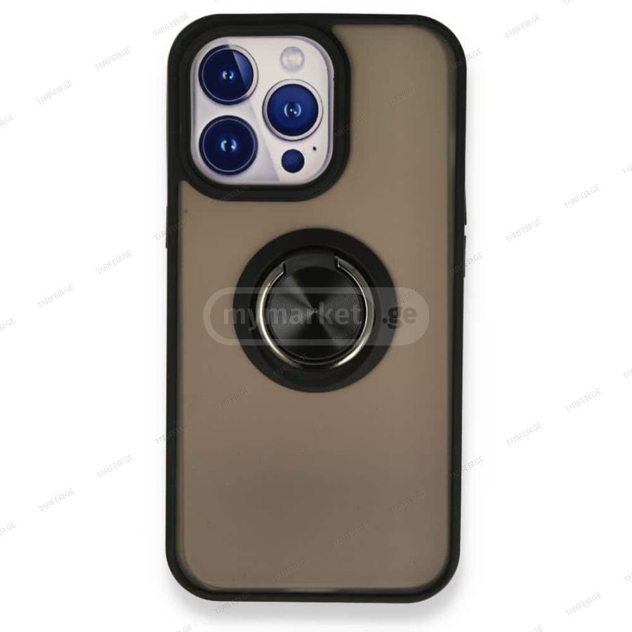 iPhone 15 Pro Montreal Ring სილიკონის ქეისი ბეჭდით - შავი