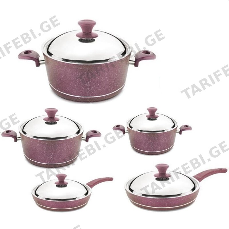 ქვაბების ნაკრები NATUREL NT10PC VIOLET SET2