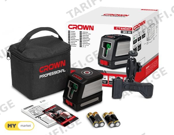 CROWN CT44047 ლაზერული თარაზო 30m ლაზერი მწვანე სხივით / laz
