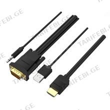 VENTION ABIBH HDMI to VGA Cable with Audio Output & USB Power Supply 2M Black