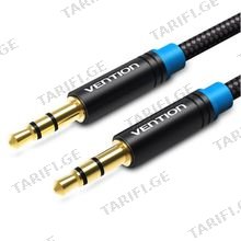 VENTION P350AC050-B-M Cotton Braided 3.5mm Male to Male Audio Cable 0.5M Black Metal Type