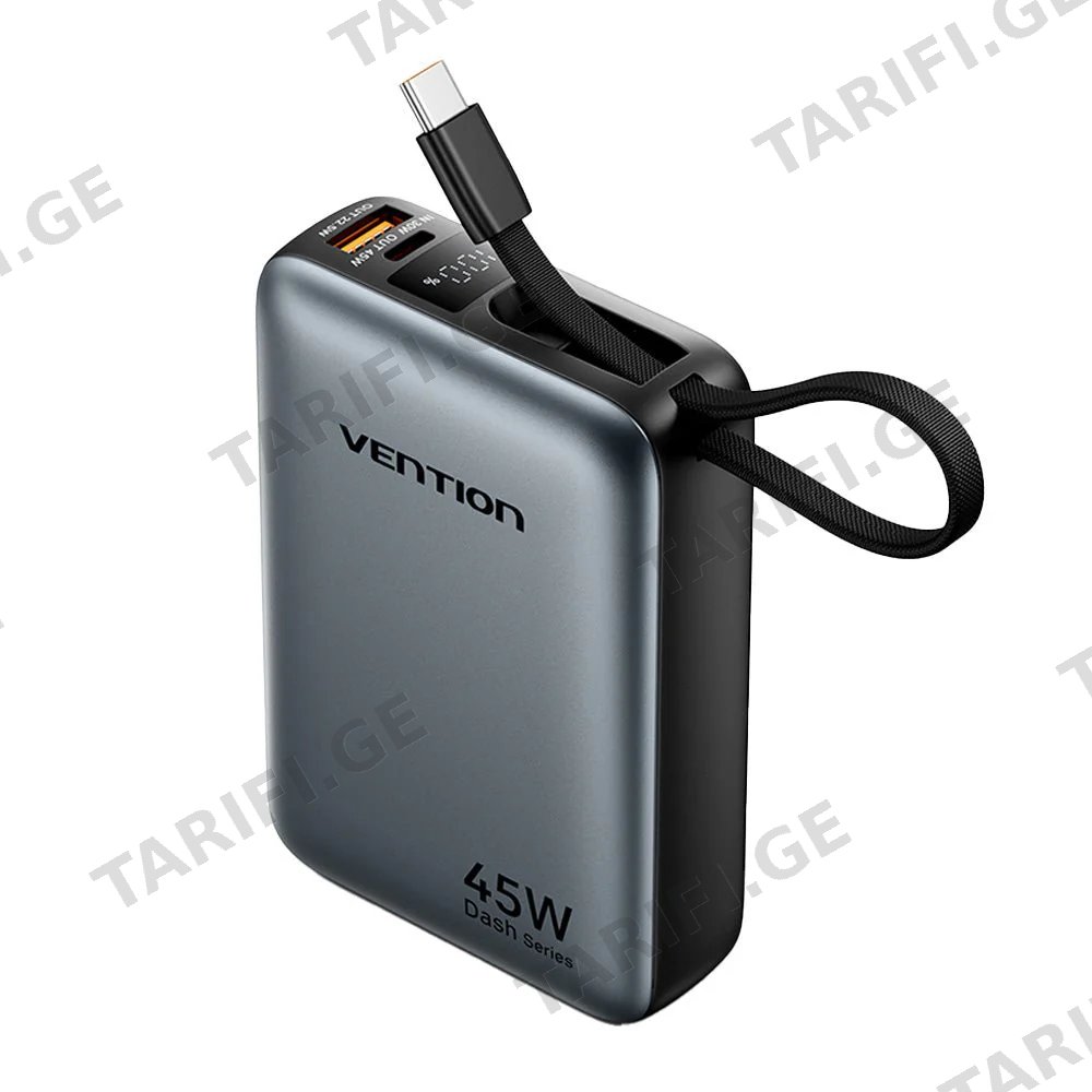 პოტრატული დამტენი Vention FHGH0 20.000mAh Mini Power Bank 45W Grey