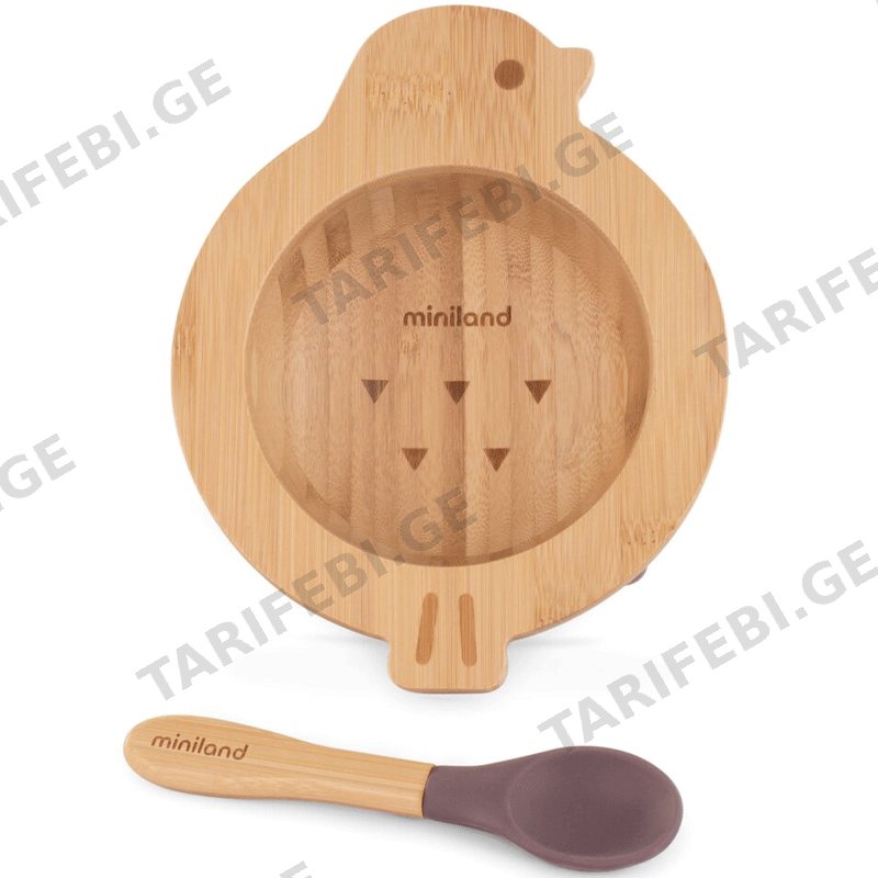 ბამბუკის ჯამისა და კოვზის ნაკრები MINILAND BIRD BAMBOO BOWL AND