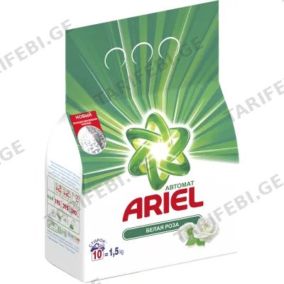 თეთრი ქსოვილის სარეცხი ფხვნილი ARIEL თეთრი ვარდის სურნელით (1.5კგ)