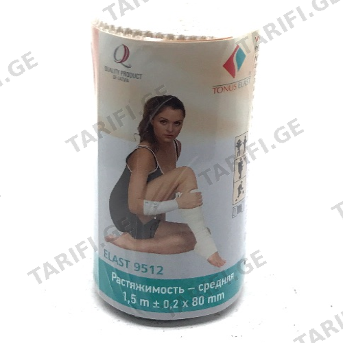ტონუსი - ბინტი ელასტიური საშ/წელ 1.5X80მმ