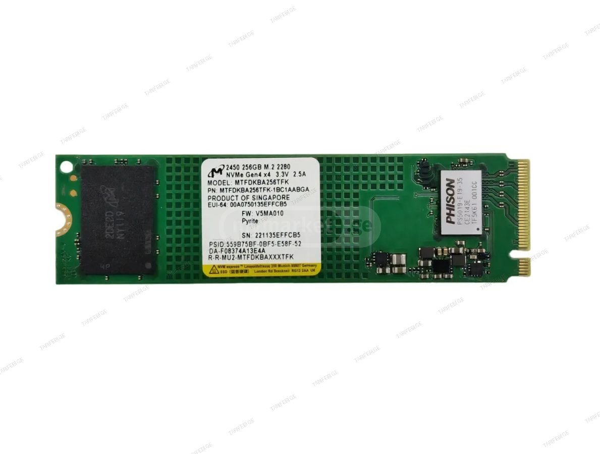 M.2 SSD Micron 256GB NVME read: 3600 Write 1600 გარანტია 1წ