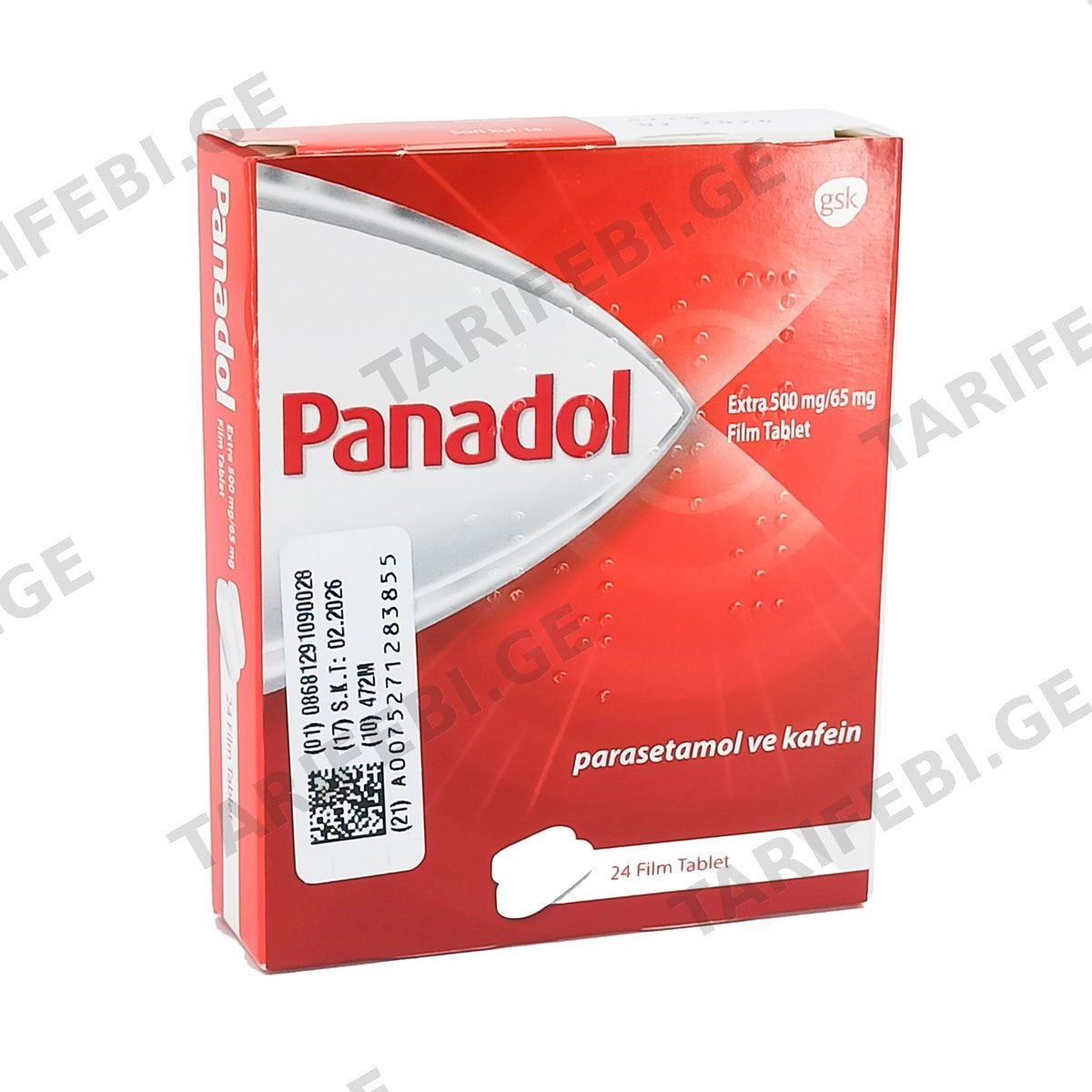 პანადოლი ექსტრა - Panadol Extra 500მგ 24ტაბლეტი