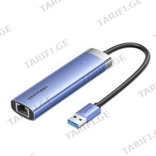 VENTION TGFSB USB 3.0 to USB 3.0 x 3/RJ45/USB-C Hub 0.15M Blue Aluminum Alloy Type USB ჰაბი