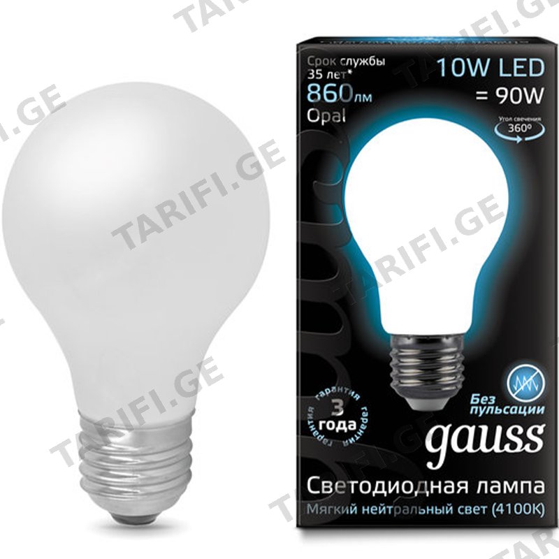 LED ნათურა GAUSS FILAMENT 102202210 (10W, E27, 4100K)