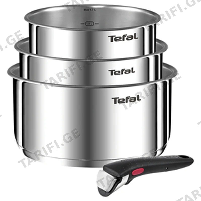 ქვაბების ნაკრები TEFAL L8964S55 უჟანგავი ფოლადის 3 ცალი 16/18/20 სმ მოხსნადი სახელურით