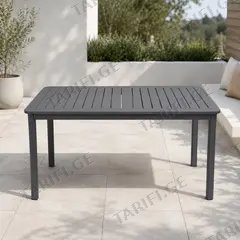 ბაღის მაგიდა მუქი ნაცრისფერი 140x85x76 სმ