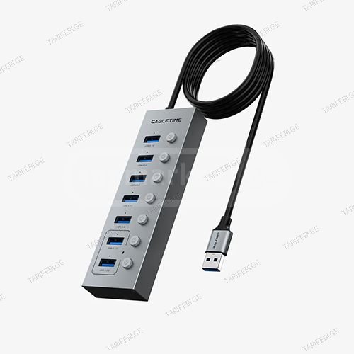 USB Hub 7 Port - Cabletime USB 3.0 1მ