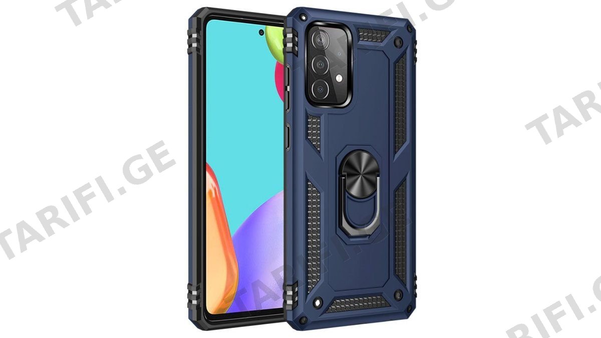 Samsung Galaxy A52 Sofia Ring Case სილიკონის ქეისი ბეჭდით - მუქი ლურჯი