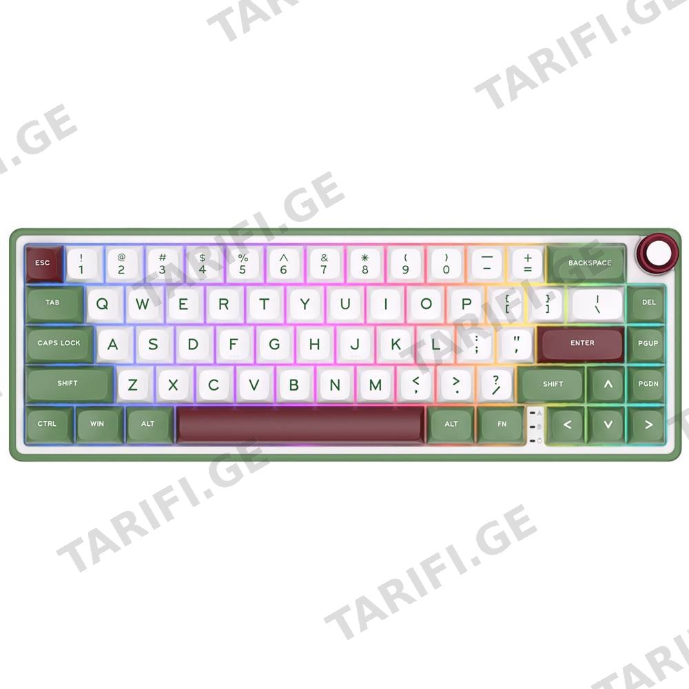 კლავიატურა Royal Kludge RK R65 RGB Mechanical Keyboard, Brown switch, Hot Swappable, Type-C wired, Green sand