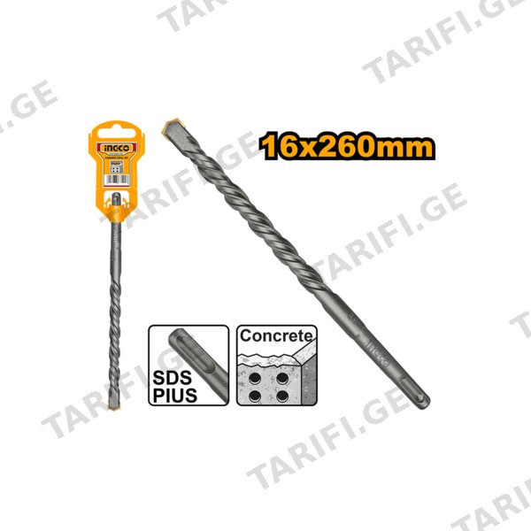 ბეტონის ბურღი 16X260 მმ SDS+ DBH1211603 INGCO
