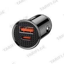 Baseus Circular Plastic PPS Car Charger CCALL-YS01 Black დამტენი