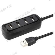 VENTION VAS-J43-B050 4 Ports USB2.0 HUB 0.5M Black USB ჰაბი
