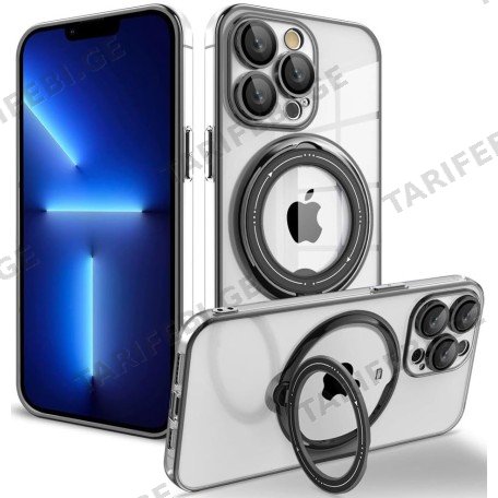 ქეისი - MAGNETIC CLEAR SOFT CASE WITH CHROMED EDGES AND BUILT-IN RING SUPPORT