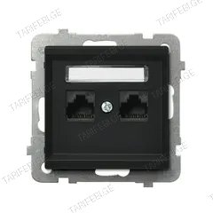 როზეტი კომპიუტერის CAT 5E Ospel Sonata GPK-2R/K/m/33 2 განყოფილებიანი შავი