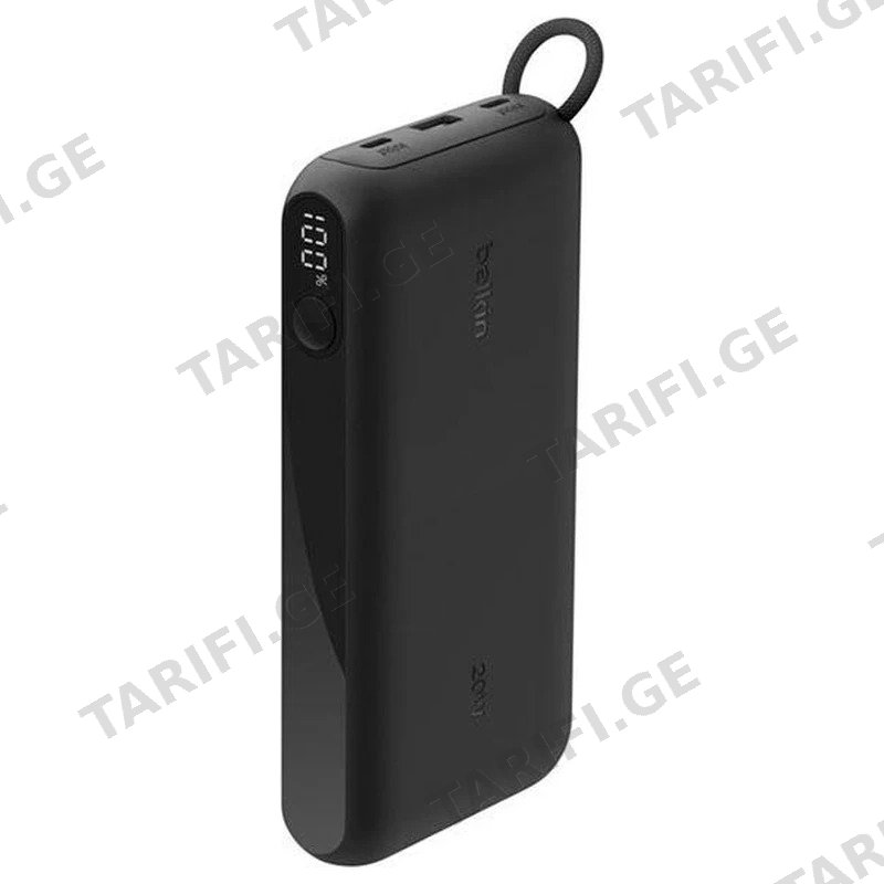 პორტატული დამტენი (POWER BANK) ეკრანით BELKIN BPB028HQBK 20000MAH 20W შავი Black