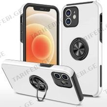 iPhone 12 Elit Ring Case სილიკონის ქეისი ბეჭდით - ვერცხლისფერი