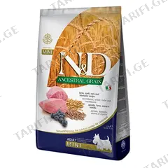 ძაღლის საკვები Farmina N&D Ancestral Grain Adult Mini ბატკანი და მოცვი 2.5 კგ