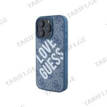 Guess PU 4G Hard Case With Big Love Guess Logo For iPhone 16 Pro GUHCP16LP4PLGWB Blue მობილური ტელეფონის ქეისი