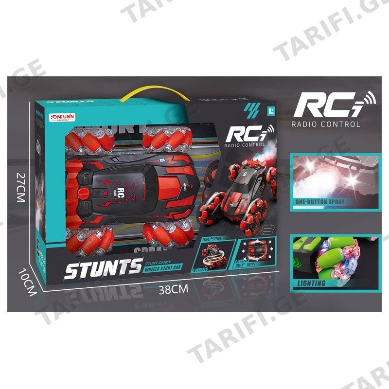 საბავშვო სათამაშო SPRAY RC ტრიუკების მანქანა GOLDEN CHILD GH-6621RED 4WD ორთქლის ეფექტით