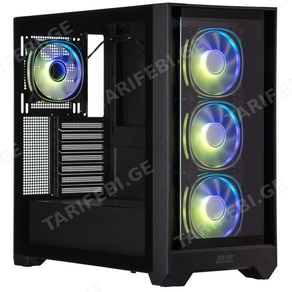 კომპიუტერის ქეისი 2E 2E-G2302B DOMINATOR PRO, COMPUTER CASE, MIDT, ATX, MINI-ITX, MICRO-ATX, 2XUSB3.0, USBTYPE-C, BLACK
