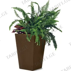 ქოთანი ყვავილის ყავისფერი Keter Small Rattan Planter-BRW590 28.5x28.5x43.5 cm