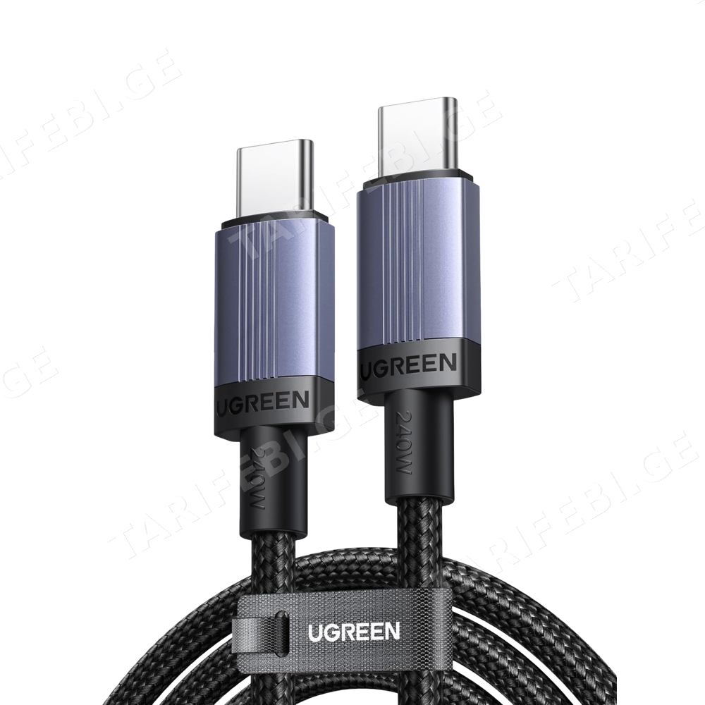 USB კაბელი UGREEN L532 (65907), 240W, Type-C to Type-C PD Fast Charging Cable, 1m, Space Gray