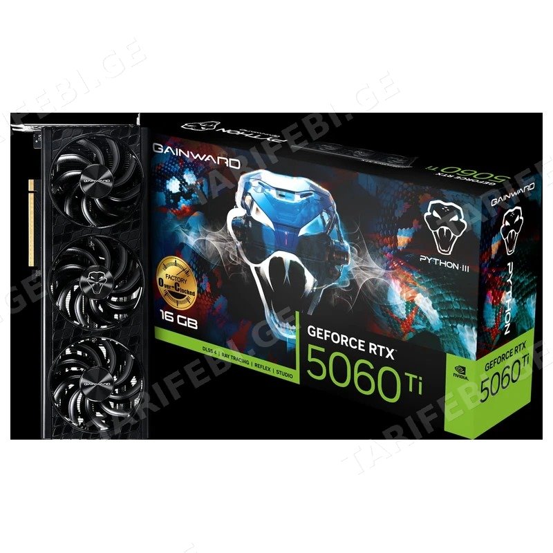 ვიდეო ბარათი GAINWARD GEFORCE RTX 5060 TI PYTHON III OC 16GB GDDR7