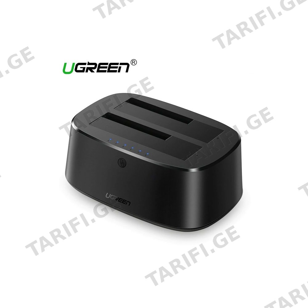 მყარი დისკის ქეისი UGREEN CM198 (50857) USB 3.0 to SATA Dual-Bay Hard Drive Docking Station