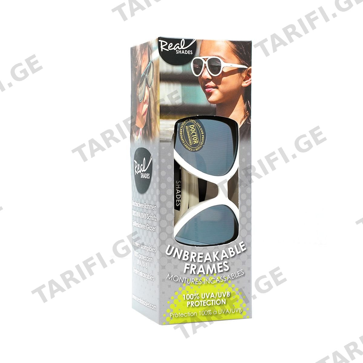 მზის სათვალე 7 წლიდან Aviator თეთრი 5555 რეალ შეიდს - Real Shades