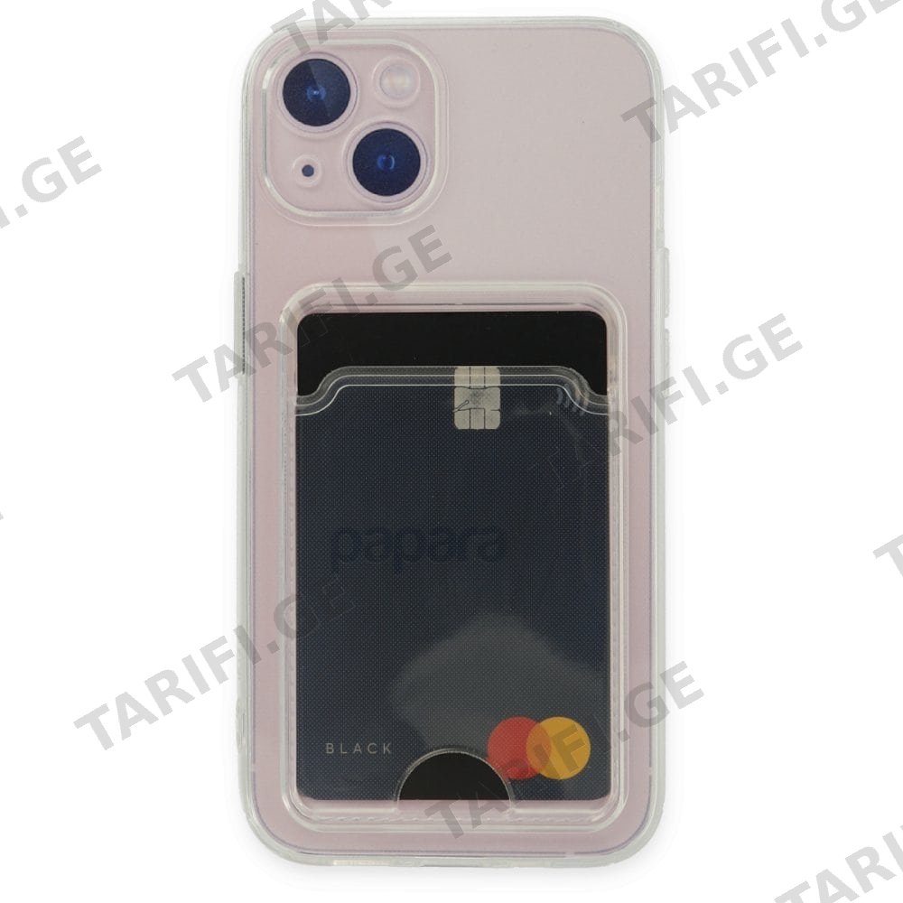 iPhone 13 Transparent Card Case, გამჭვირვალე ბარათის ჩასადებით ქეისი