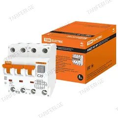დიფუზური ავტომატი TDM 63 4P 3P N C25 30mA 6kA Type A