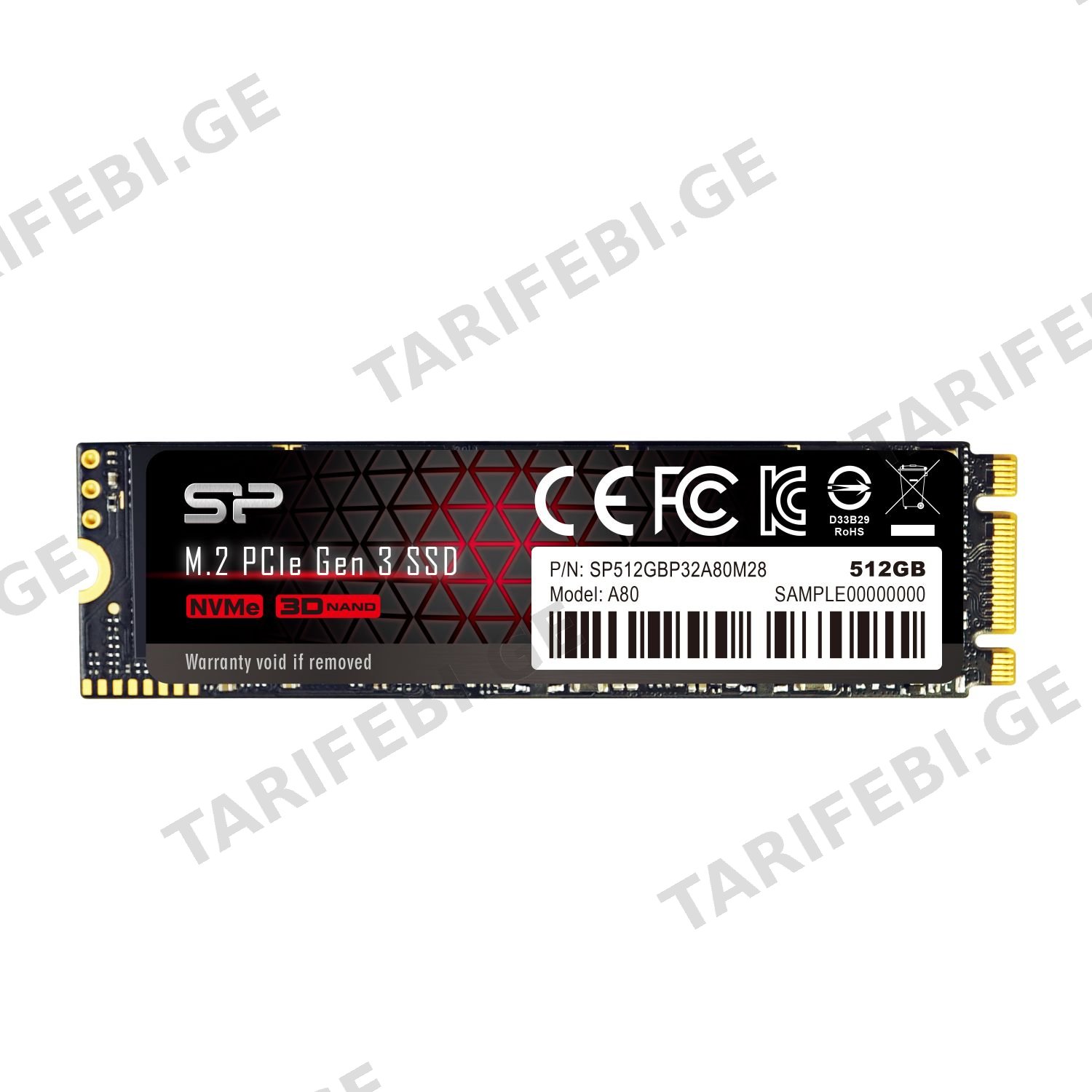 SSD მეხსიერება Silicon Power SP512GBP34A80M28 M.2 2280 PCIe SSD/A80/512GB/std