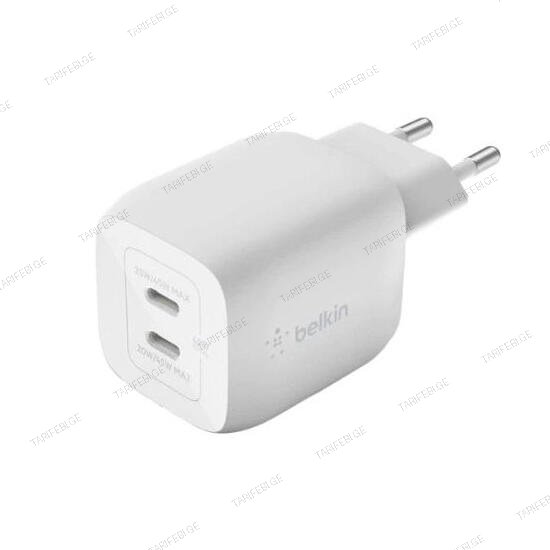 Belkin 45W Dual USB-C GaN Wall CHarger With PPS White