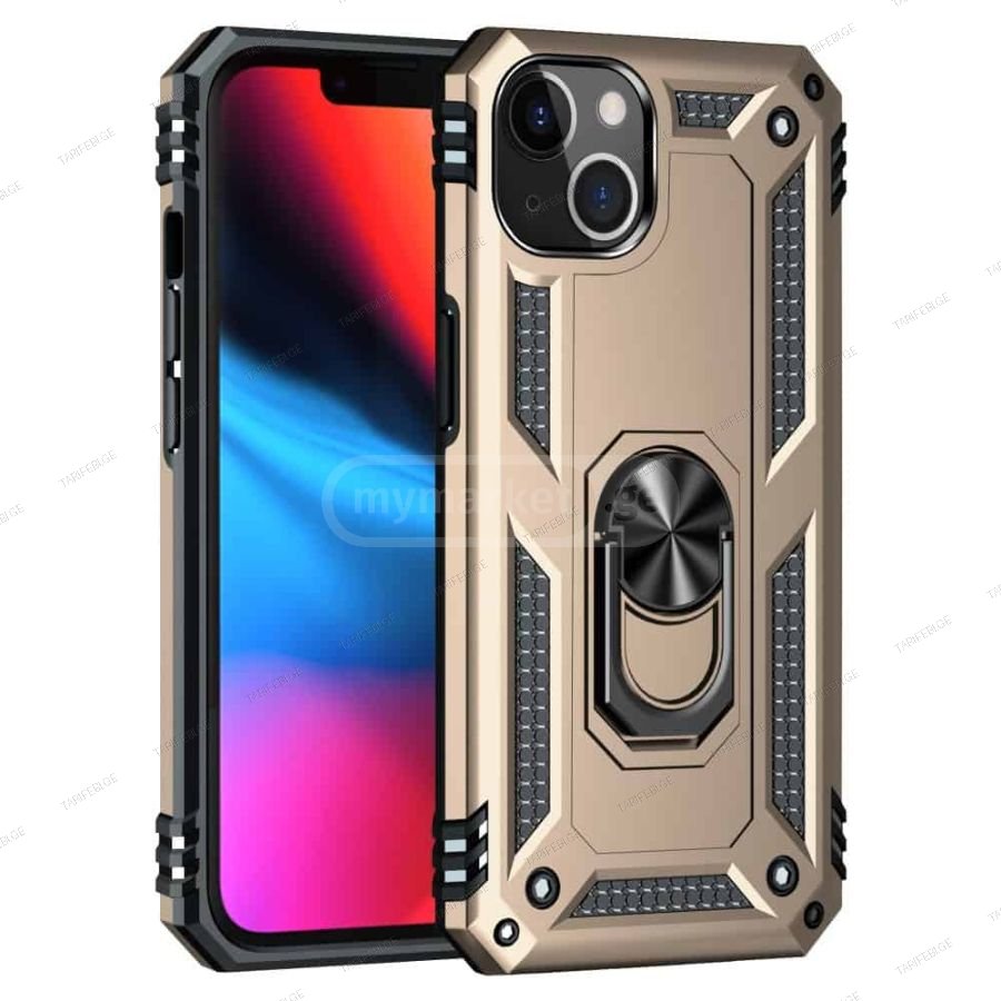 iPhone 13 Sofia Ring Case სილიკონის ქეისი ბეჭდით - ოქრო