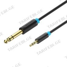 VENTION BABBG 3.5mm TRS Male to 6.35mm Male Audio Cable 1.5M Black აუდიო კაბელი