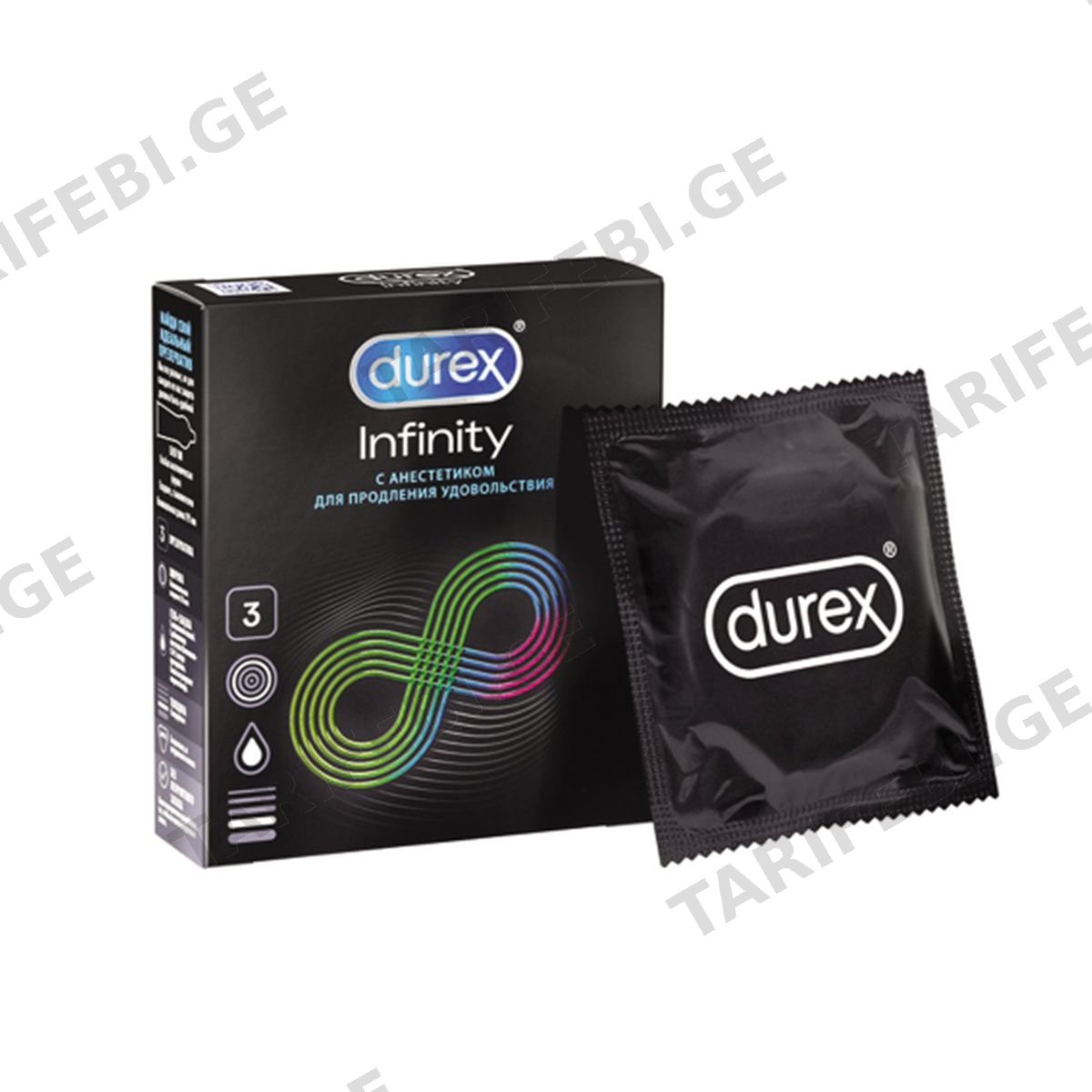 დურექსი - Durex პრეზერვატივი INFINITY 3 ცალი