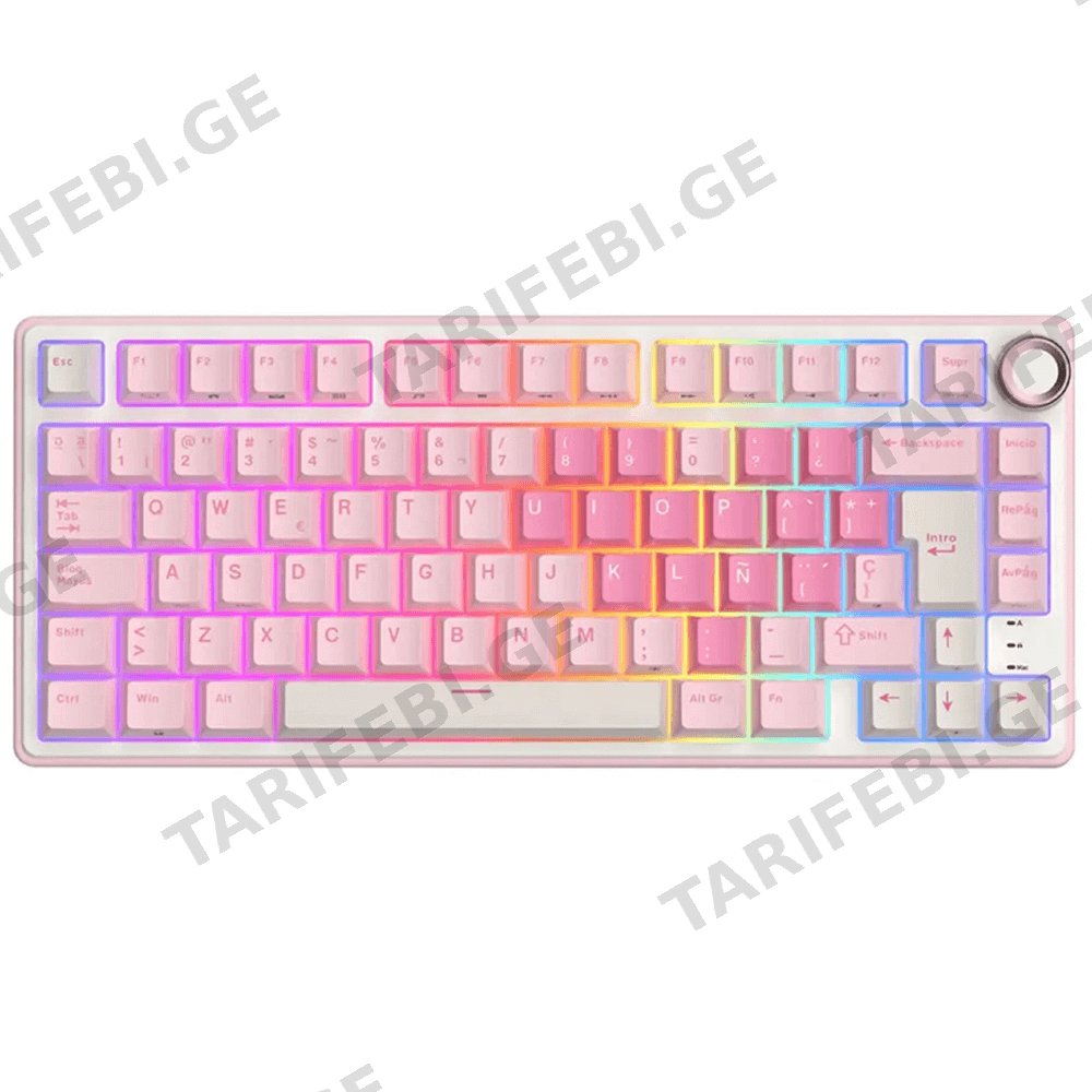 კლავიატურა Royal Kludge RKR75-PM-XH RGB Mechanical Keyboard, Cream Switch, Hot Swappable, Wired, USB, Pink Melody