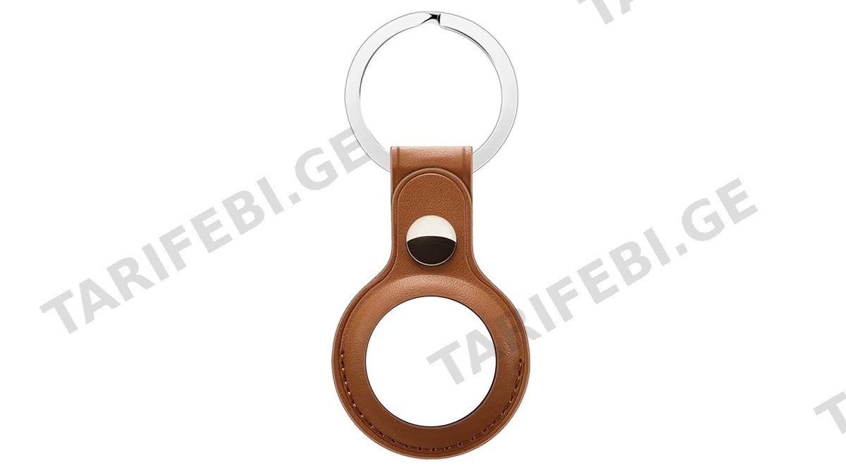 AirTag Case Leather Key Ring - Brown