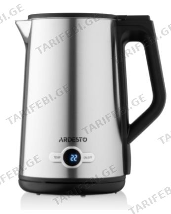 ელექტრო ჩაიდანი Ardesto Electric kettle Steel Collection EKL-X52E, 1.7L, LED display, double-walled, STRIX, silver