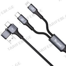 Trusmi CA39-01 USB-C to USB-C/Lightning მობილურის კაბელი