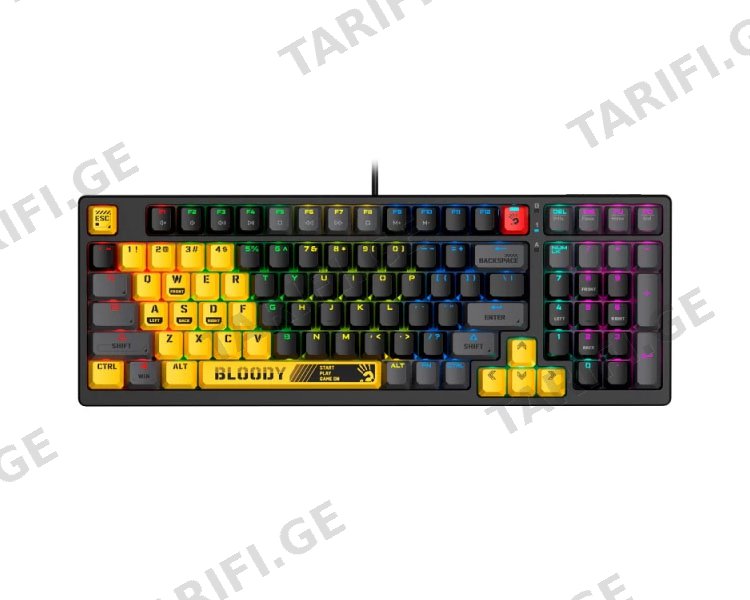კლავიატურა A4tech Bloody S98 RGB Mechanical Gaming Keyboard Red Switch US Layout Sports Lime
