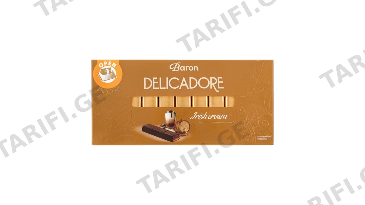 შოკოლადი /DELICADORE/ ირლანდიური კრემით 200გ,
