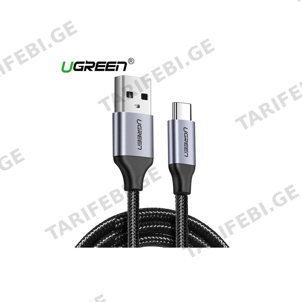 USB კაბელი Ugreen US288 (60126) USB 2.0 A to Type C, 1m, Black
